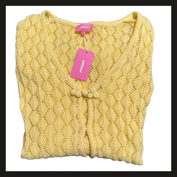 Edikted Brie Yellow Crochet Cut-Out Mini Dress XS NWT Festival Beach Cover Up - Picture 8 of 12